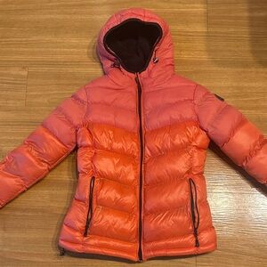Vibrant Red Puffer Jacket with Hood